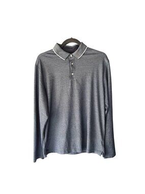 UNTUCKit Gray Long Sleeve Polo Shirt Men’s Medium Pima Cotton Blend